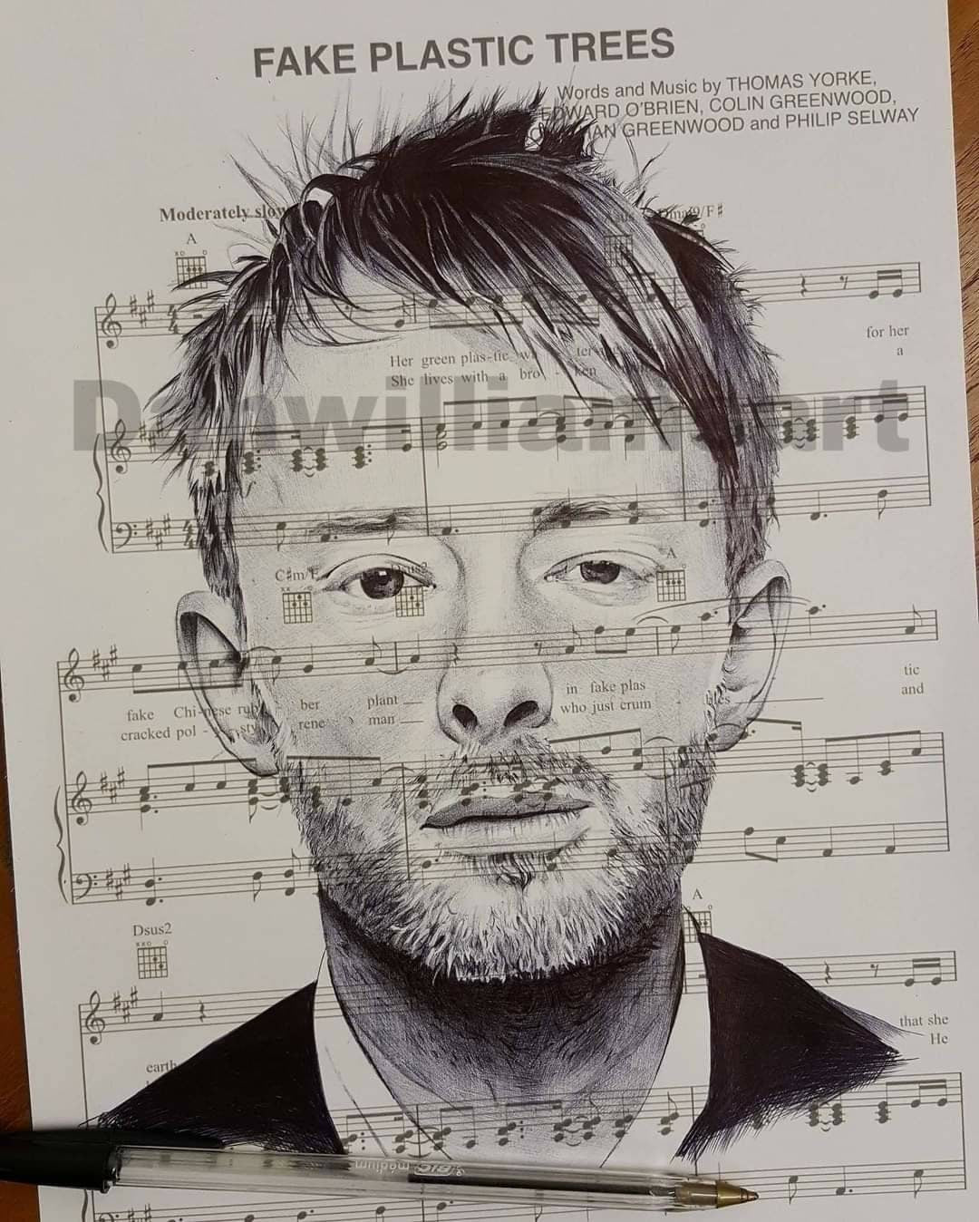 Thom Yorke Sheet Music Print: A4 Mounted (12x16)