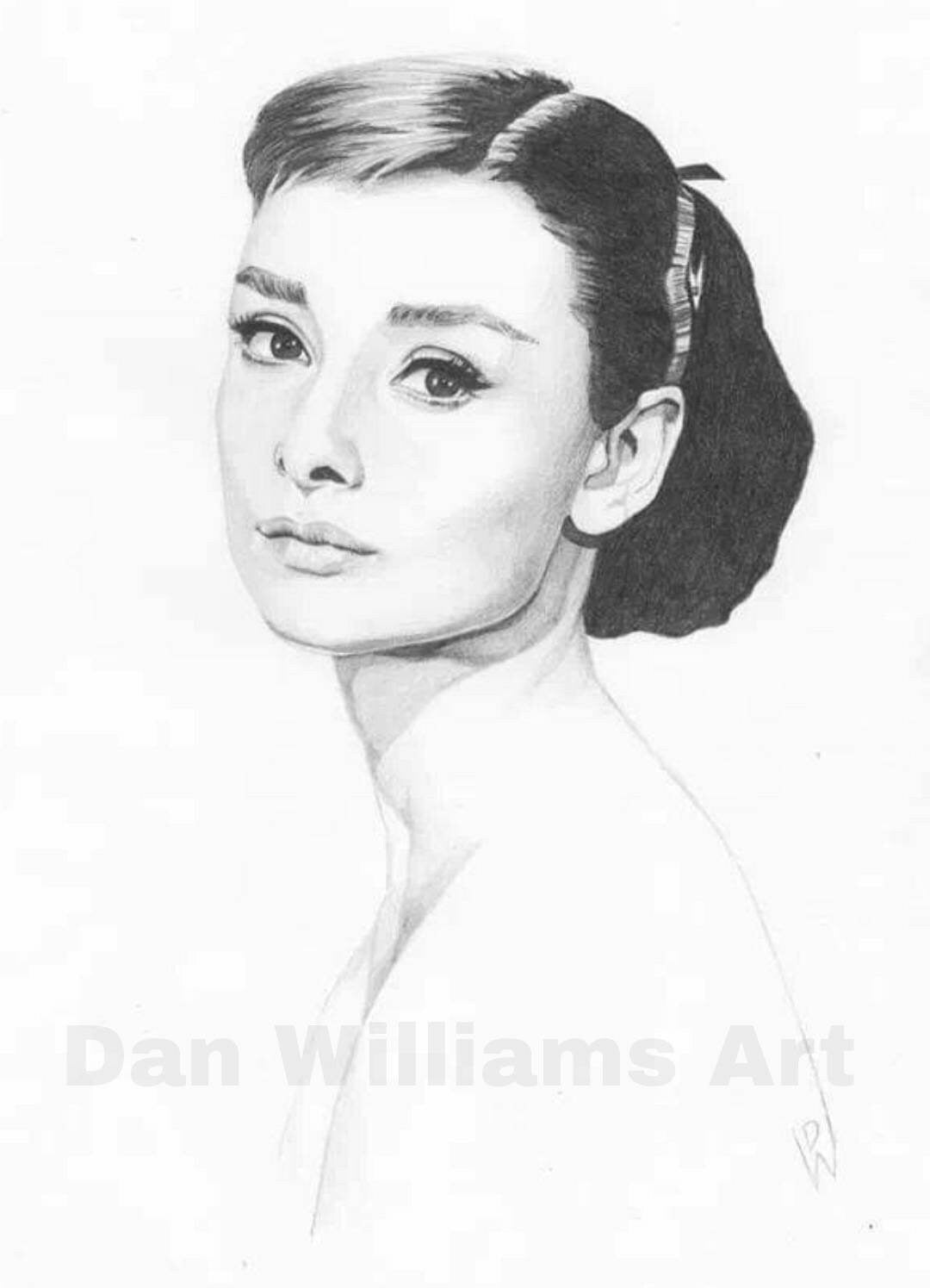 Audrey Hepburn A4 pencil portrait print