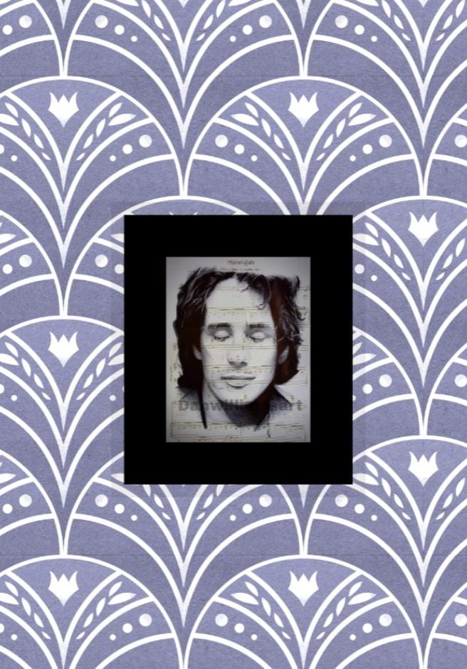 Jeff Buckley Print: Hallelujah Sheet Music Drawing (A4 Mounted)