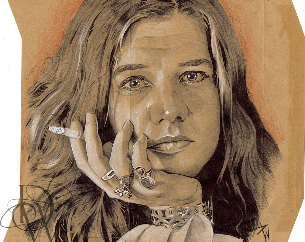 Janis Joplin ball point pen portrait