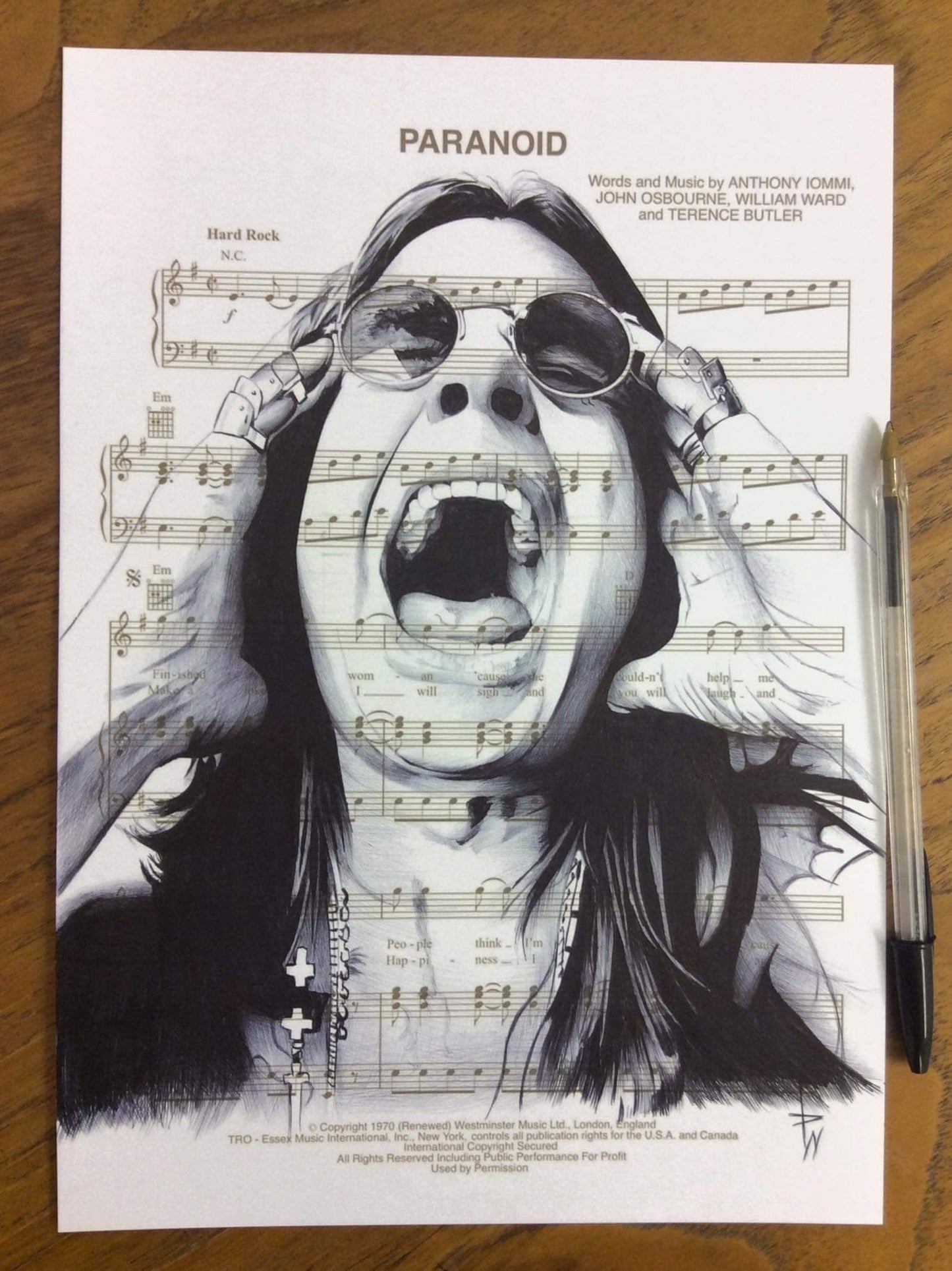Ozzy Osbourne Art Print: A4 Mounted Music Sheet Design