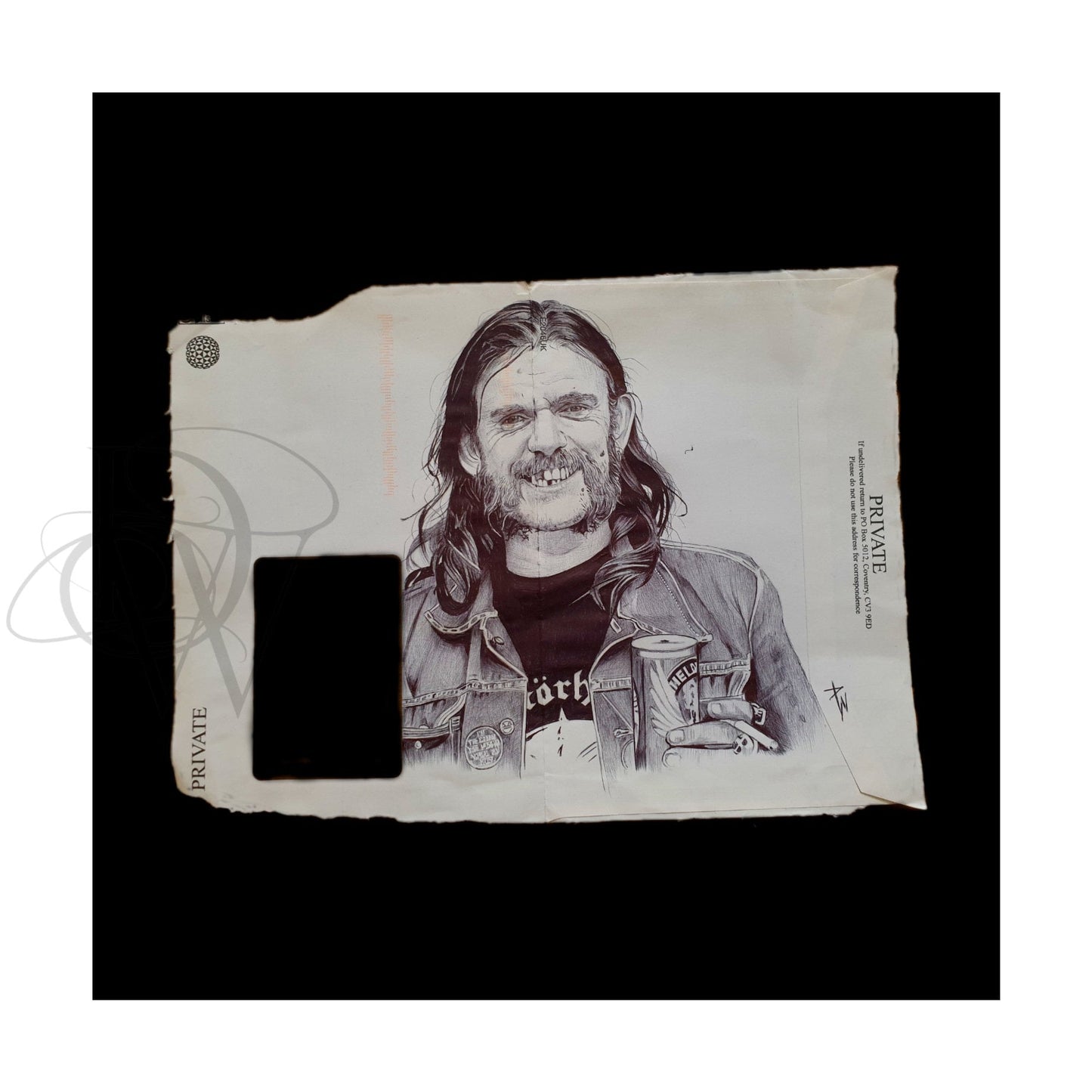 LEMMY portrait on an old envelope