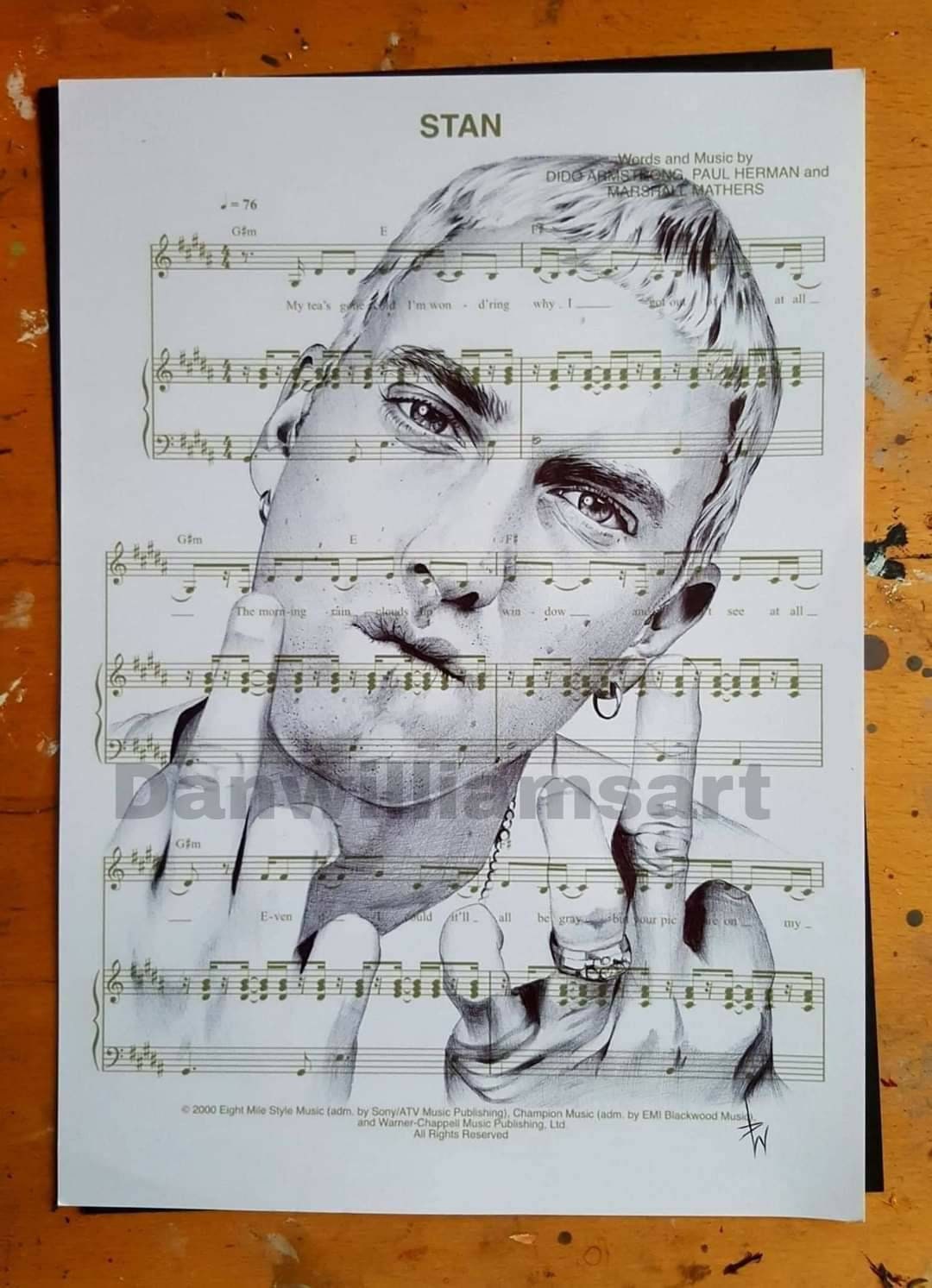 Eminem Print: Sheet Music Art, Mounted A4
