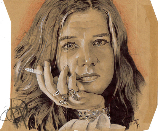 janis Joplin ball point pen portrait