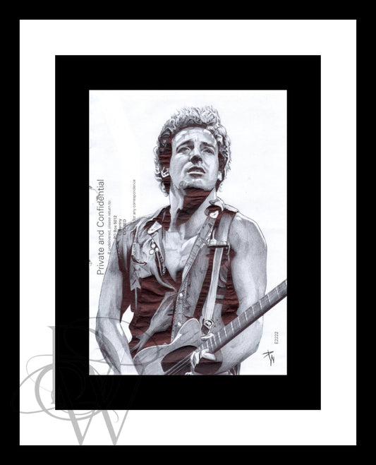 Bruce Springsteen portrait on an old envelope