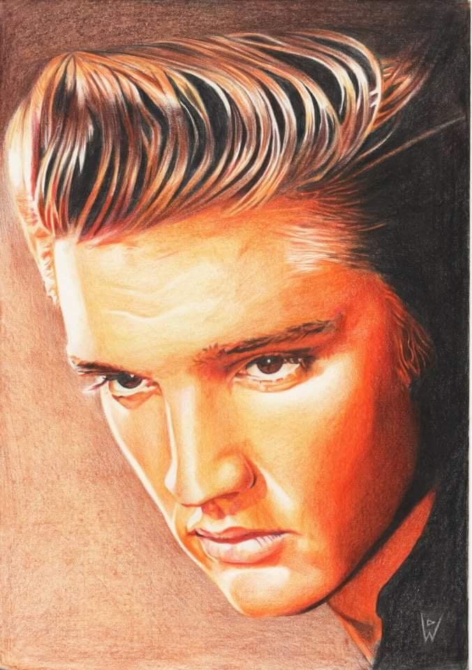 Elvis Presley Print: Colored Pencil Portrait (12x16")