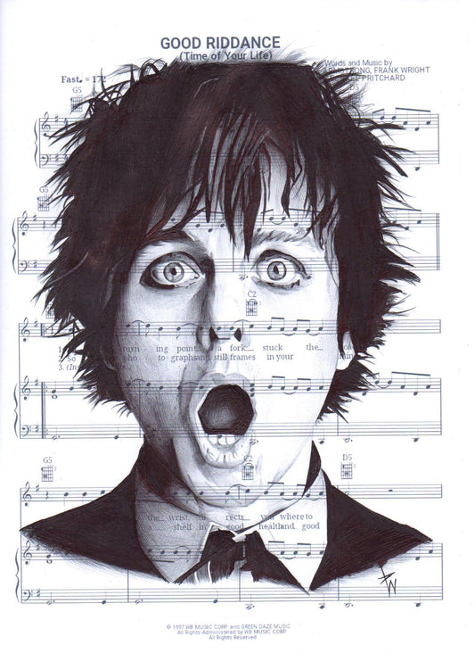 Billie Joe Armstrong A4 mounted Print