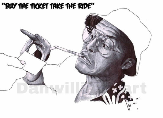 Fear and Loathing Print: Ballpoint Pen Drawing, A4 Mounted