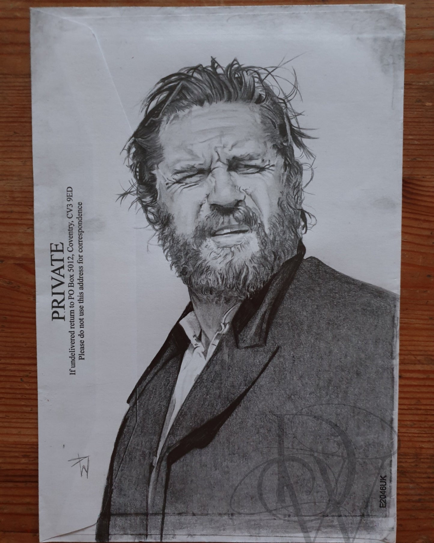 Alfie Solomons portrait on an old envelope