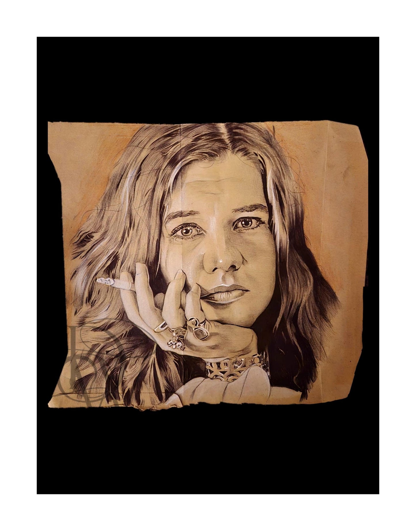 janis Joplin ball point pen portrait