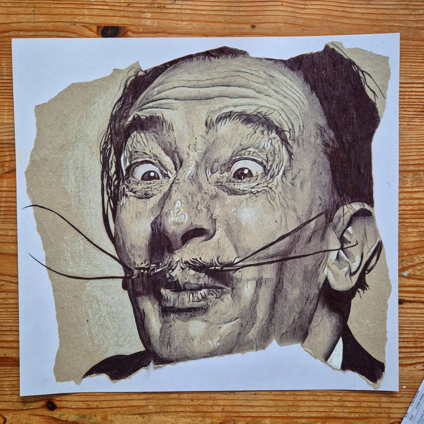 Framed Salvador Dali Ballpoint Pen Drawing (15" x 15")