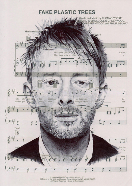 Thom Yorke Sheet Music Print: A4 Mounted (12x16)