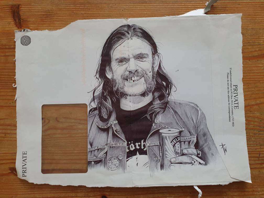 LEMMY portrait on an old envelope