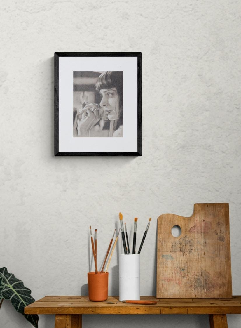 Mia Wallace Print: Pulp Fiction, Uma Thurman Portrait (12"x16")