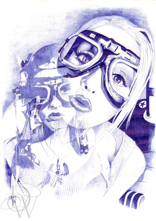 Tank Girl Biro sketch print