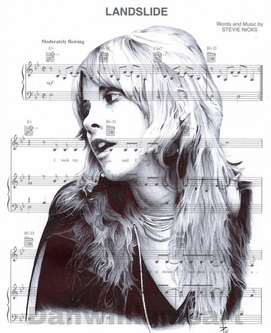 Stevie Nicks Art Print: Sheet Music Drawing (A4)