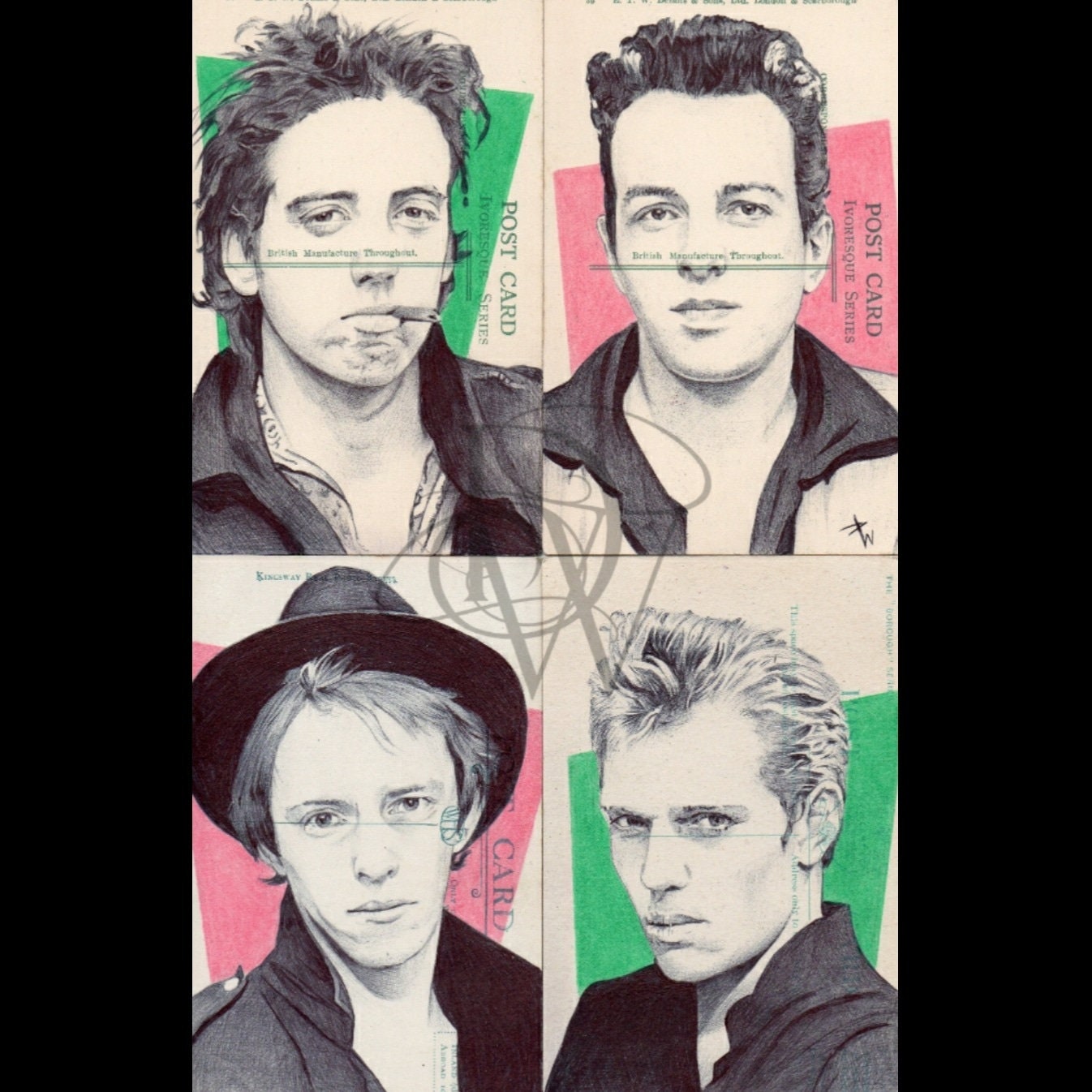 The Clash Print: Ballpoint Pen Drawing on Postcards (A4)