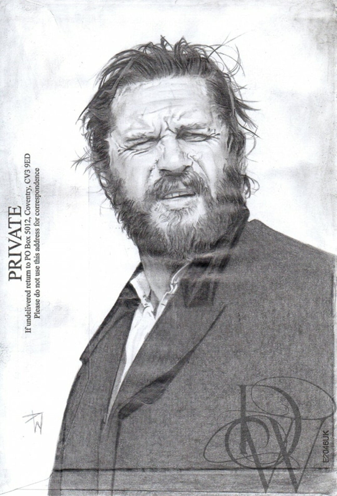 Alfie Solomons portrait on an old envelope