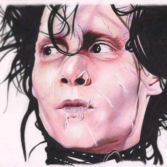 Edward Scissorhands Print: Colored Pencil Portrait (A4 Mounted)
