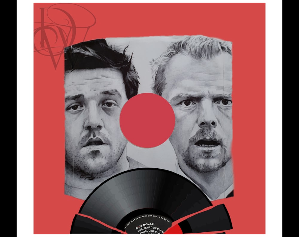 Shaun of The Dead portrait on vinyl dust cover